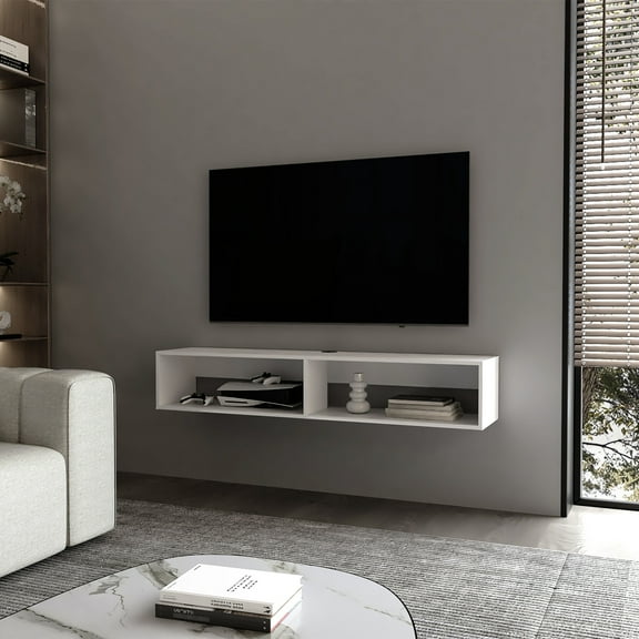 White Media Rack with Two Shelves - Organize Multimedia Devices