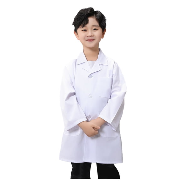 White Medical Lab Coat for Children, Scientific Role-Playing Apparel, School and Preschool Uniform