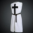 thumbnail image 1 of White Medieval Crusader Knight Tunic Costume with Belt Rustic Vintage Home Decor Gifts, 1 of 2