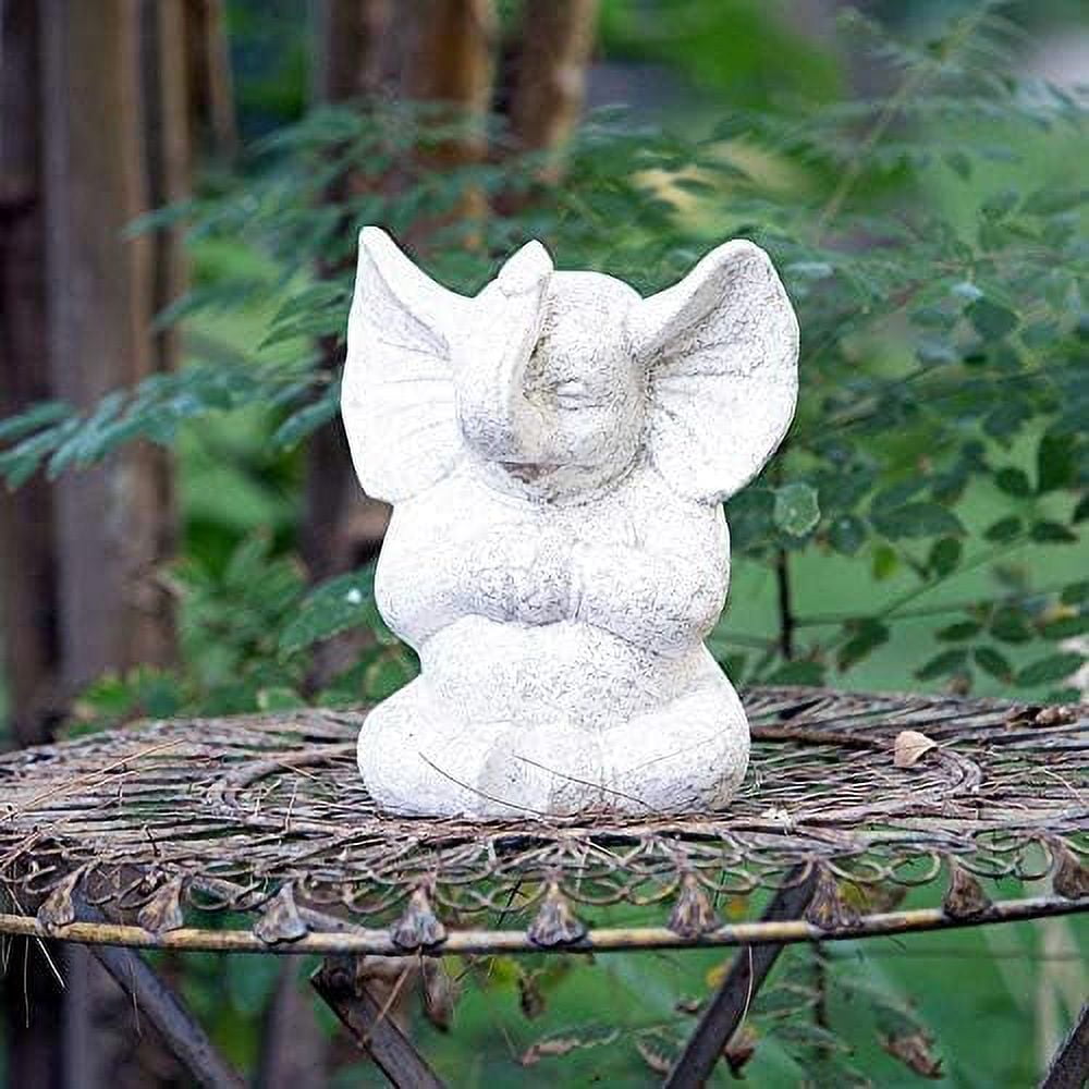 White Meditating Elephant Statue (12.0)