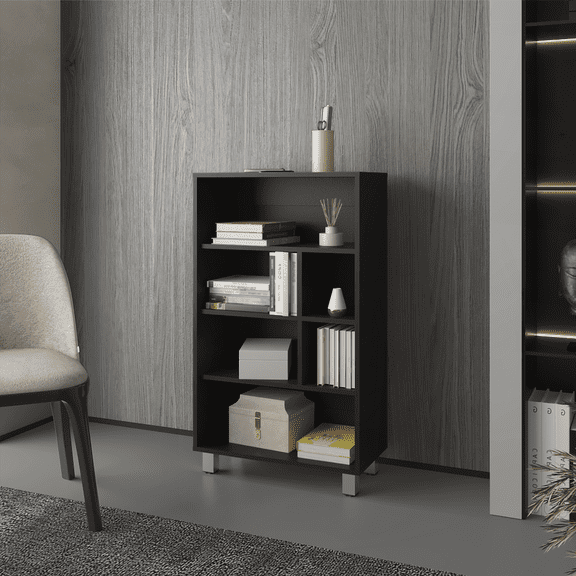 White Melamine 6-Shelf Bookcase - Modern Storage for Living Room & Office