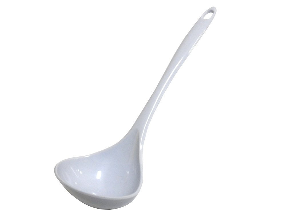 White Melamine Soup Ladle Kitchen Spoon, 10-Inch
