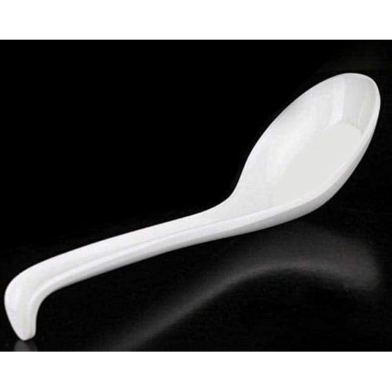 White Melamine Spoon For Ramen, Vietnam Pho Noodle Soup, 6 Pieces