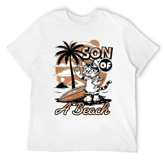 White Men's Casual Wear T-Shirt Funny Animals Design Print, Round Neck Short Sleeve, Stylish