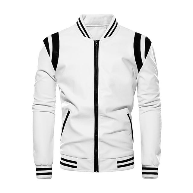 White Men's Christmas Fleece Jackets, Leather Christmas Winter Warm