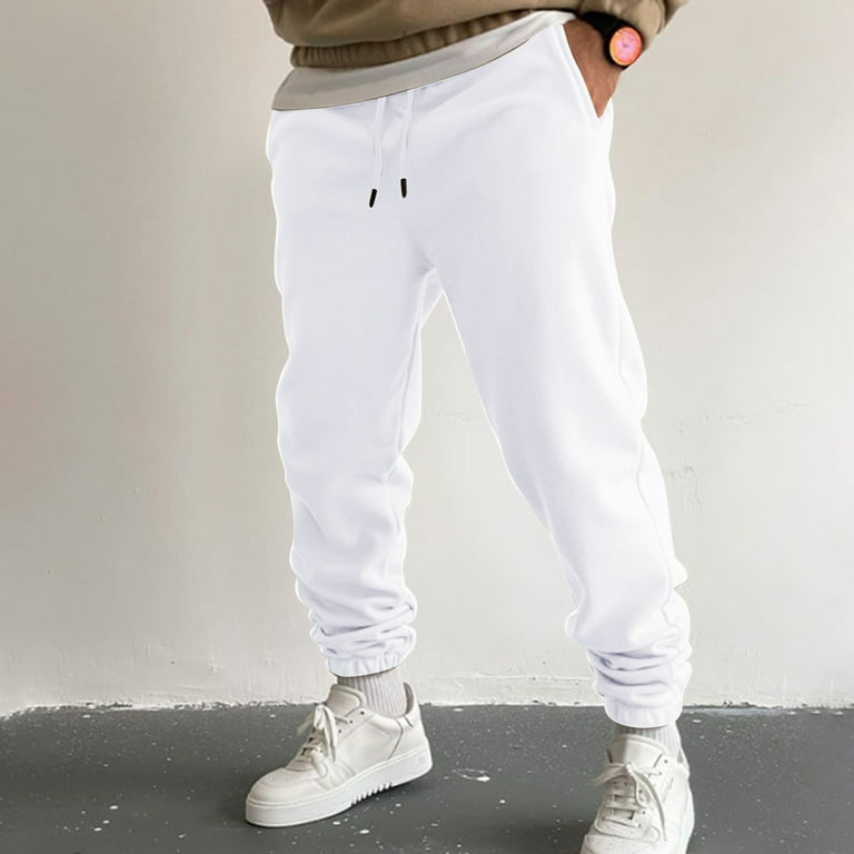 White Mens Autumn And Winter High Street Fashion Leisure Loose Sports Running Solid Color Lace Up Pants Sweater Trousers Fall Walmart