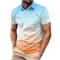 thumbnail image 1 of White Mens Shirt Long T Shirts for Men Men's Casual Gradient Color Tees Summer Button-up T-Shirt for Men Short Sleeve Lapel Tops, 1 of 6