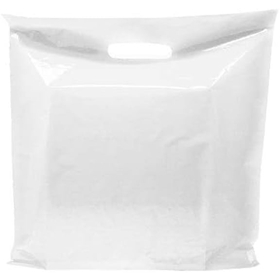 White Merchandise Plastic Shopping Bags - 100 Pack 20" x 20" with 2 mil Thick Extra Large Retail Bags - Die Cut Handles - Ideal for Large Packages, Children Toys - Color White - Recyclable