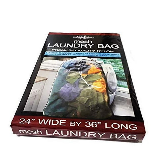 White Mesh Large Capacity Drawstring Closure Laundry Bag 36" X 24" (One Bag) ( PACK OF 3)
