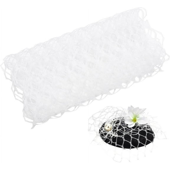 White Mesh Polyester Wedding Veil Netting Fabric 2 Yards (1.8m) Long 9.8 Inch Wide DIY Wedding Decor WhiteSmoke