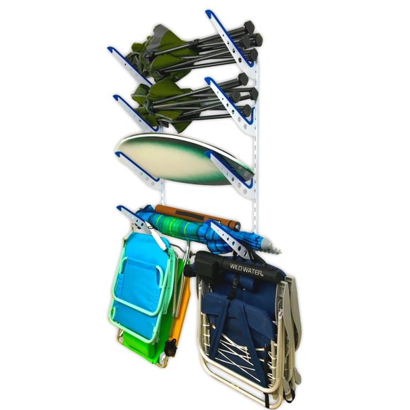 White Metal Adjustable Wall Storage Rack Gear Hanger Organizer