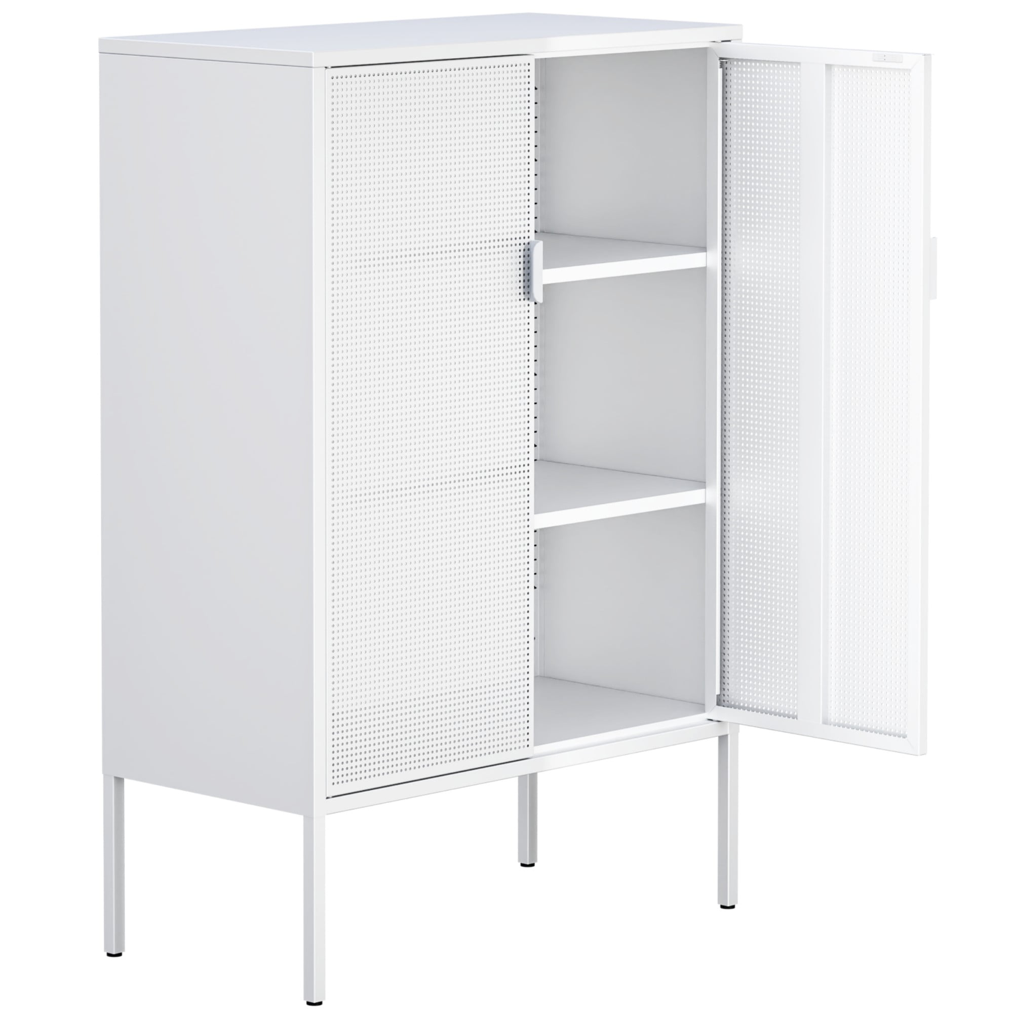 White Metal with Mesh Door & Adjustable Shelves,Metal Locker