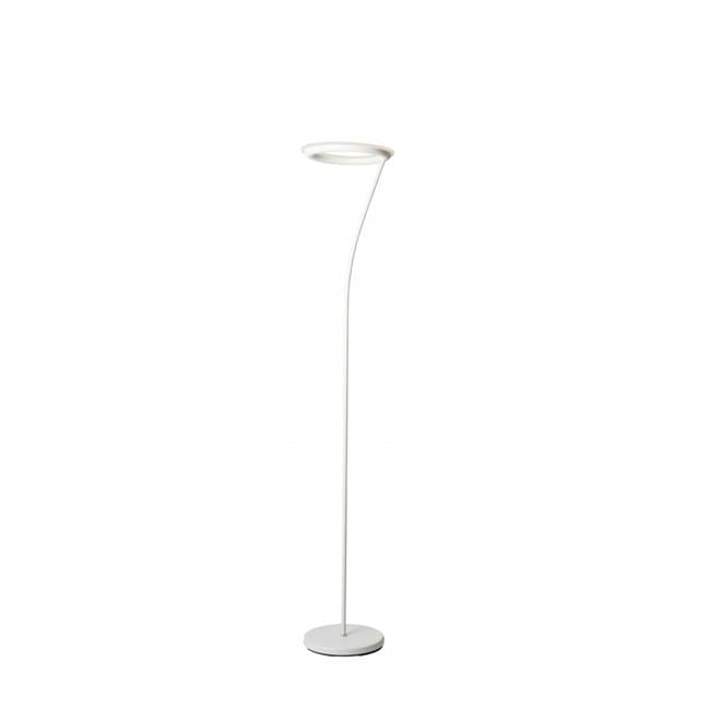 Sleek White Metal Torchiere Floor Lamp with Halo Shade