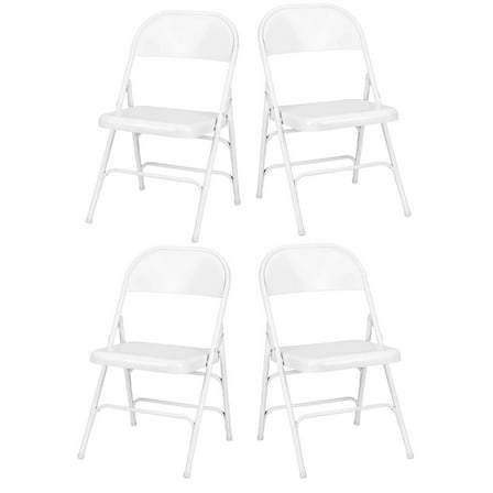 White Metal Folding Chair - Sold in Sets of 4 - by Chivari