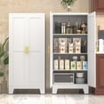 thumbnail image 1 of White Metal Kitchen Storage Cabinet, Kitchen Pantry Storage Cabinet with Doors and Shelves, Storage Cabinet with Adjustable Leveling Foot for Kitchen, Living Room and Dining Room. 61" H, 1 of 12