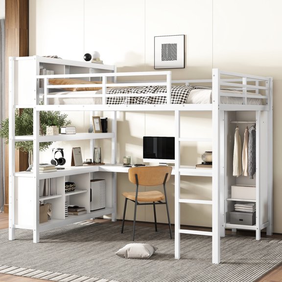 White Metal Loft - Easy to Assemble - Perfect for Small Spaces - Quick Setup for Use
