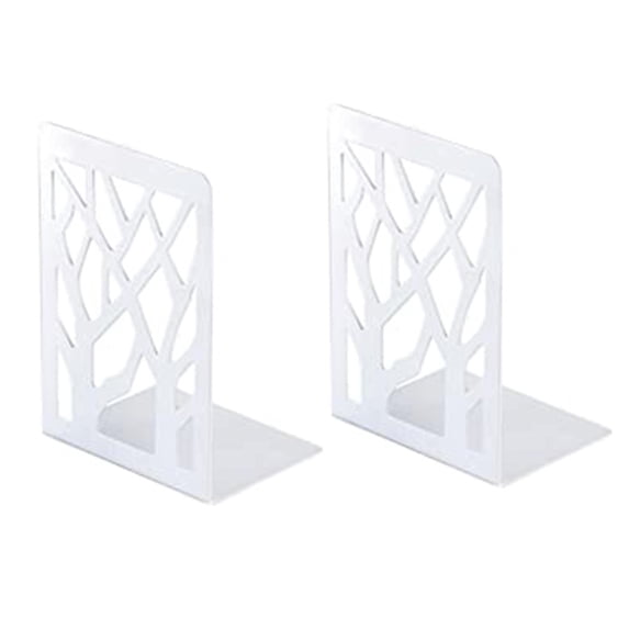 White Metal Non-Slip Book Brackets,Heavy-Duty Book End with Anti-Slip Foam Pads,Anti-Scratch Paint and Sleek T-Shape Design,Ideal for Home,Office and Library Use