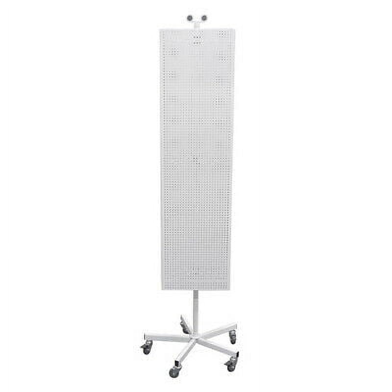 White Metal Pegboard Rotating Floor Spinner Hooks Display Rack