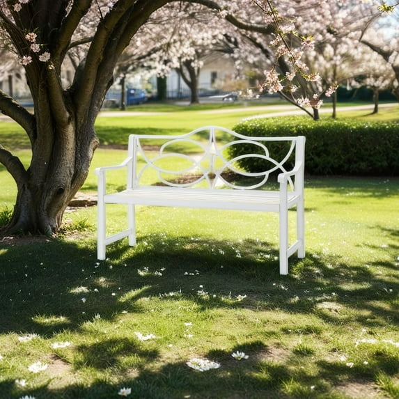 White Metal Porch Bench | Durable, Simple Assembly | Porch, Balcony