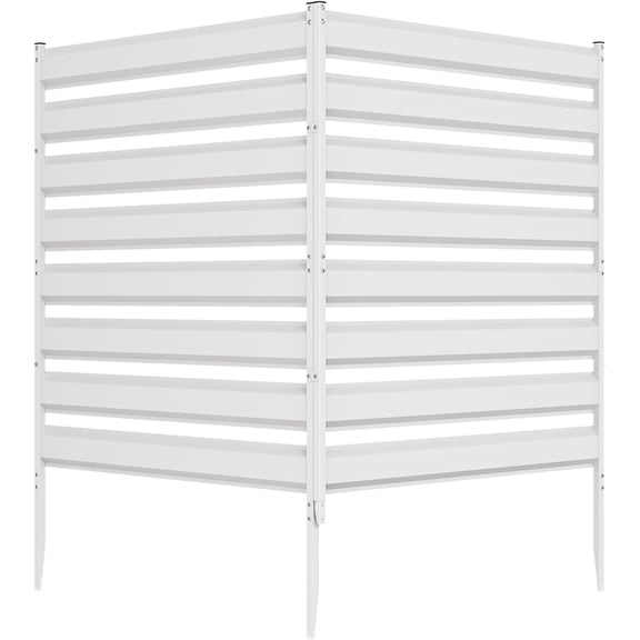 White Metal Privacy Fence Panel,39" W x 42" H(2 Panels), Modular Louvered Outdoor Privacy Screen, Weatherproof Fence for Trash Can/AC Unit, Easy Assemble for Backyard/Pool/Garden (White-2pcs, 42" H)