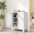 thumbnail image 1 of White Metal Storage Cabinet with 2 Doors, 35.43" H Sideboard Buffet Cabient with 2 Adjustable Shelves, Versatile Kitchen Pantry Cupboard for Home Office Garage or Gym (White), 1 of 14