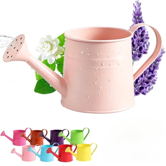 White Metal Watering Can Outdoor, White Watering Can, 1 Gallon Vintage Tin Sprinkler Kettle with Long Spout, Gardening Irrigation Tool for Indoor Plants Flowers