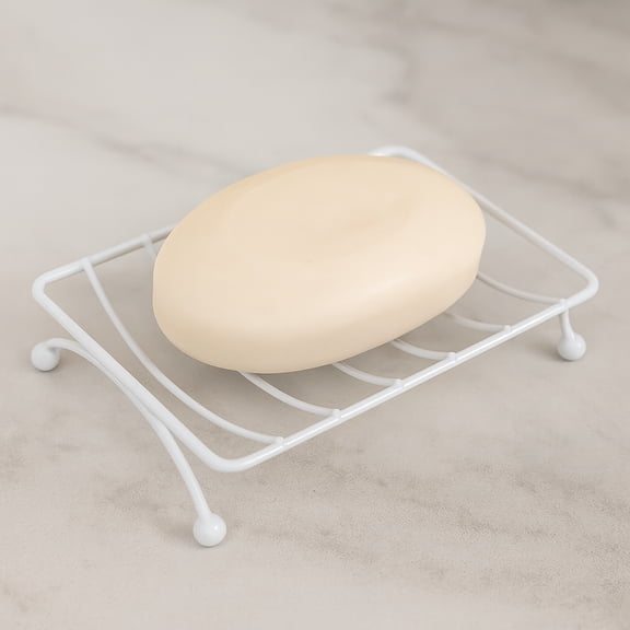 White Metal Wire Soap Dish Holder Self-Draining for Bathroom-Sponge Holder for Kitchen