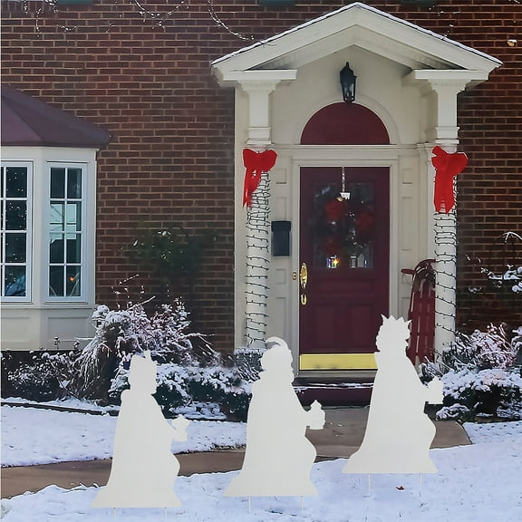 White Metal Wisemen Yard Stakes, Home Decor, Christmas, 3 Pieces