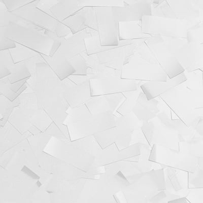 Ultimate Confetti, Rectangular White Mylar Shiny Foil Metallic Confetti for Cannon and Launcher use - Gender Reveal Confetti for Wedding, Parties, Mother’s Day and Live Events - 1 lb, 16 oz