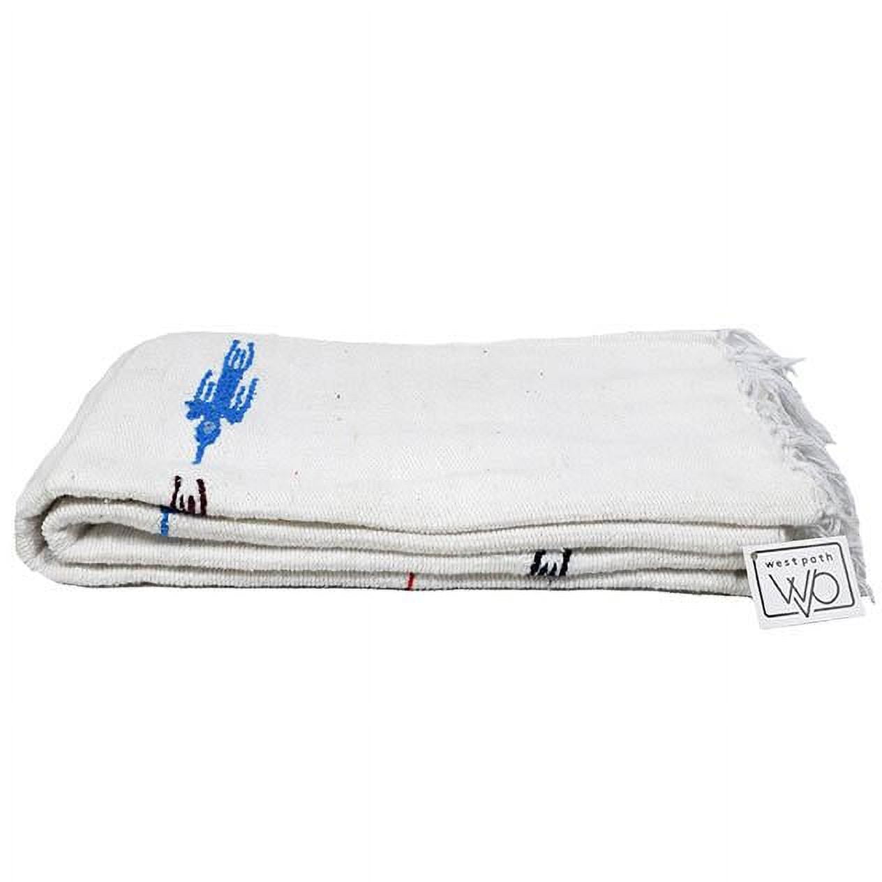 White Mexican Blanket Thunderbird Yoga Blanket | Throw Blanket for Bed, Couch, Picnic , Travel, & outdoors