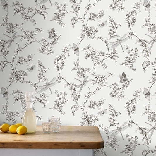 White and Black Nature Trail 3D Butterfly Wallpaper