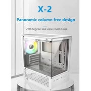 LDPCSJ White Micro ATX PC Case with Panoramic Tempered Glass, Compact Gaming Computer Case, 240mm Liquid Cooling Ready, USB 3.0 Mid Tower Chassis