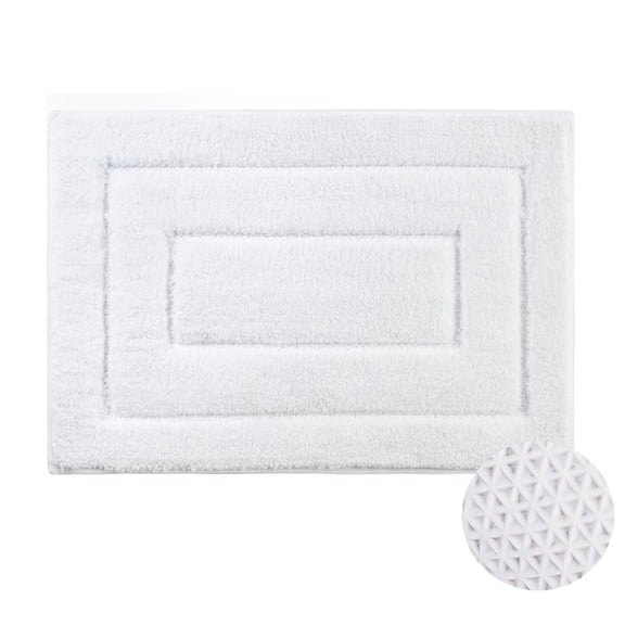 White Microfiber Bathroom Rug Non-Slip 24 x 16inches Soft Furry Bath Mats Absorbent Rugs for Bathtub Shower