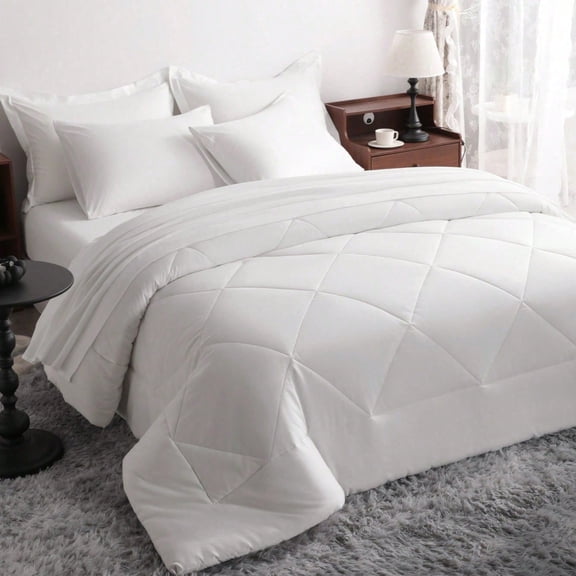 White Microfiber Bed In A Bag – Comforter Set With Sheets & Pillowcases For Comfortable Sleep All Year