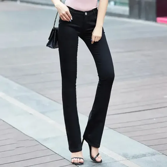 White Mid Waist Skinny Flare Jeans Women Casual Candy Color Office Denim Pants Korean Classic Stretch Kot Pantolon Slim Vaqueros