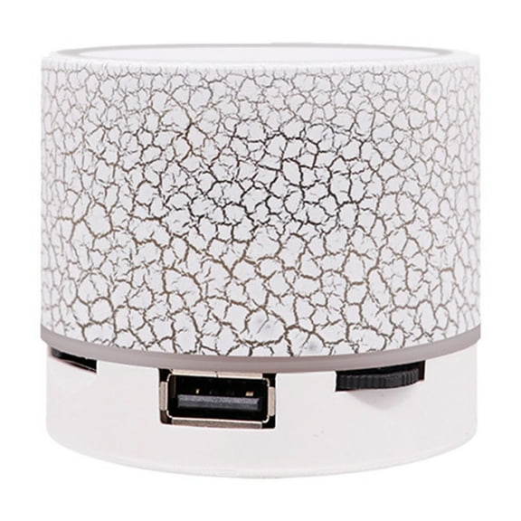 White Mini Bluetooth Speaker Portable Wireless Stereo Sound Subwoofer Plug In Speaker With Lanyard Illuminating Led Gift Idea 1Pc Size 2.28X2.28X2.24 Inches Weight 0.14 Lb