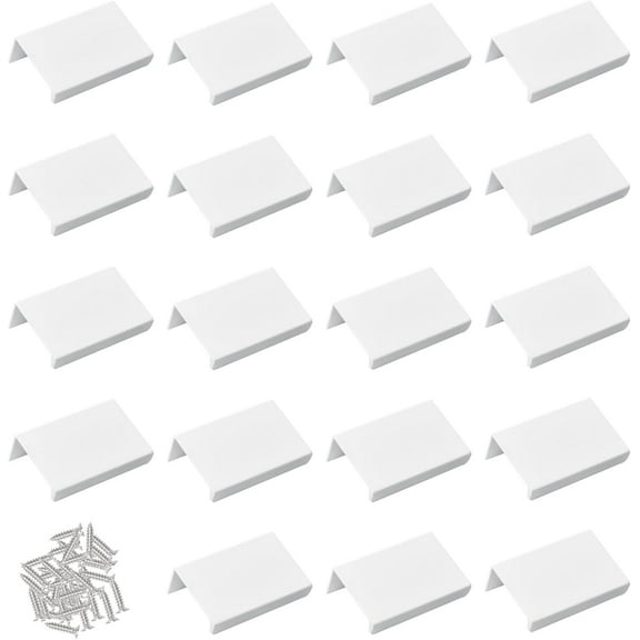 White Mini Finger Edge Pull, 20 PCS Concealed Handle Modern Style Drawer Handles, Right Angle Aluminum Alloy Invisible Wardrobe Knobs for Cabinet Hardware/50 mm