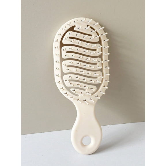 White Mini Hollow Design Comb - Portable Dual-Use Travel Hair Comb with Hanging Hole, Lightweight Summer Essential for Women
