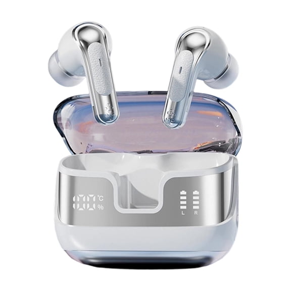 White Mini Invisible Bluetooth Earbuds Small In Ear Wireless Headphones High Res Audio Clear Call Noise Cancellation Led Display Bluetooth 5.4