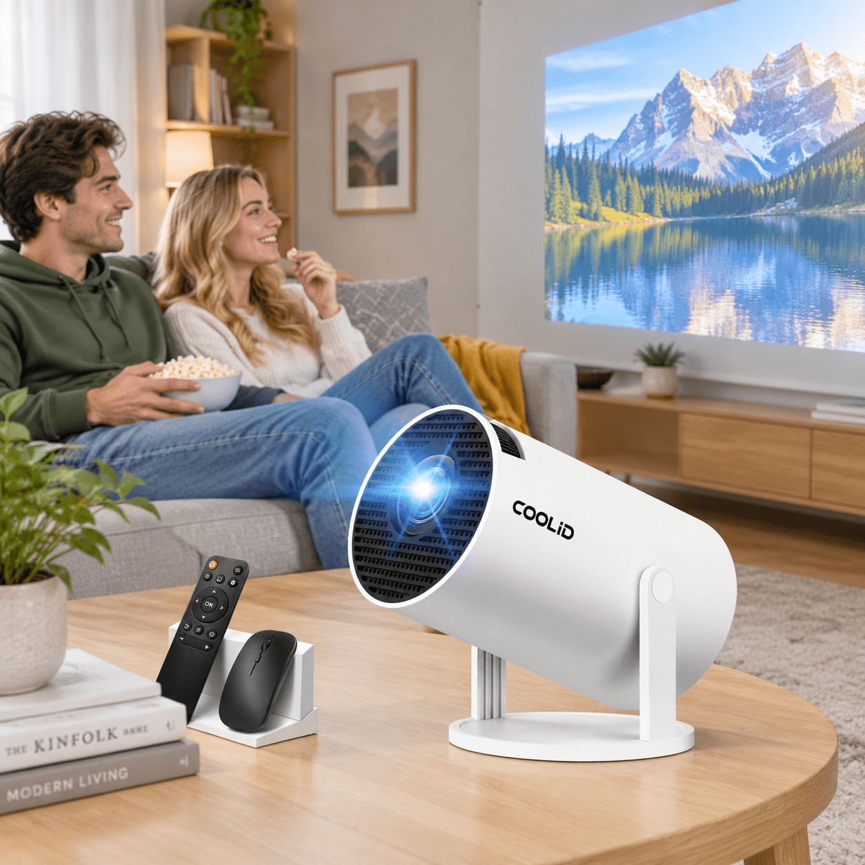 White Mini Projector with 4K 1080P Support, Auto Keystone, WiFi 6, 180 ...