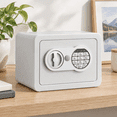White Mini Safe with Digital Keypad, 0.23 Cubic Feet Capacity, Compact ...