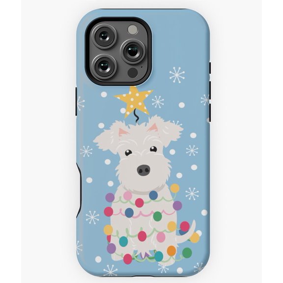 White Miniature Schnauzer Christmas Phone Case for iPhone 16 15 14 13 12 11 Pro Max