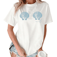 thumbnail image 1 of White Minimalist Seashell Print Tshirts Beach Vacation Gift Graphic Tee S-5XL Advanced Tops, 1 of 5