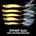 White Minnow Metal Jig Lures, 5 Pack, Long Casting Shore Fishing Baits