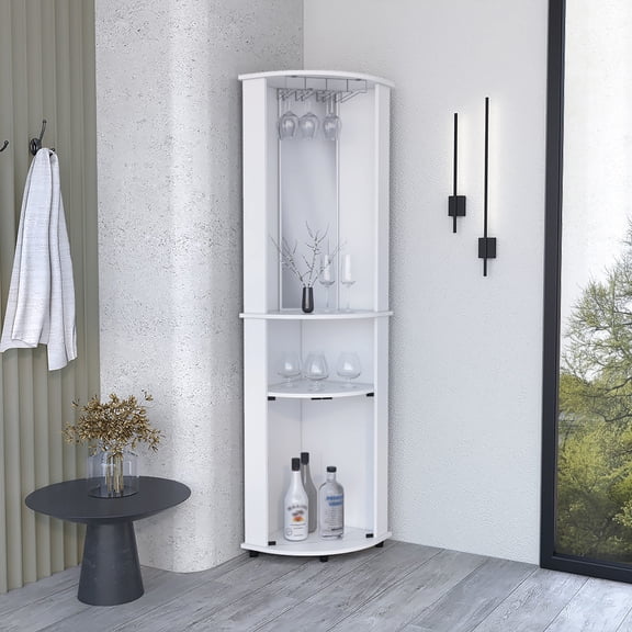 White - Mirrored center for style - Home bar corner - Add modern touch to bar
