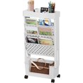 thumbnail image 1 of White Mobile 5-Tier Bookcase Cart - Rolling File Paper Storage Organizer for Home Office Study Classroom, 1 of 7