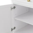 thumbnail image 1 of White Mobile Kitchen Island With Drop Leaf. Texture, Spice Rack, Towel 2 Doors, 5 Drawers, Adjustable Shelf For Chic Modern Luxury Coastal Convenience And Function Ornament,, 1 of 6