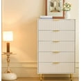 thumbnail image 1 of White Modern 5 Drawer Dresser 48" Tall Fluted Chest of Drawers Dresser for Bedroom Hallway, 1 of 6