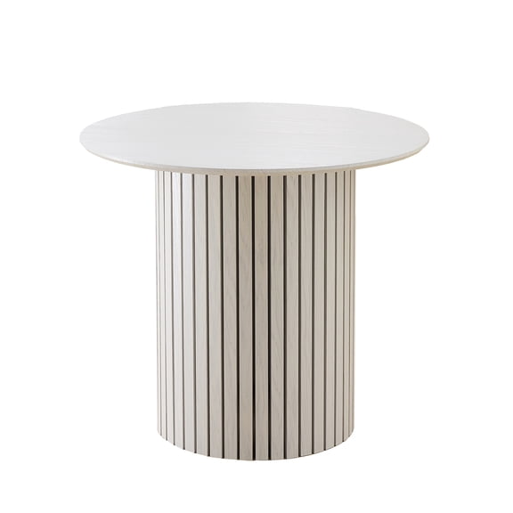 White Modern Bamboo Dining Table with Plywood Base, Sleek Trestle Design for Contemporary Kitchen and Dining Room