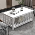 thumbnail image 1 of White Modern Coffee Table with Storage Shelf 2-Tier Living Room Table Rectangular Center Table 40 Inch Wooden Coffee Tables for Living Room Furniture for Living Room, Meeting Room, Office, 1 of 9